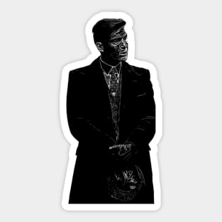 Thomas Shelby emotionally, with leather gloves and a hat, stands well dressed in his coat as abstract art (vers. 3) Sticker